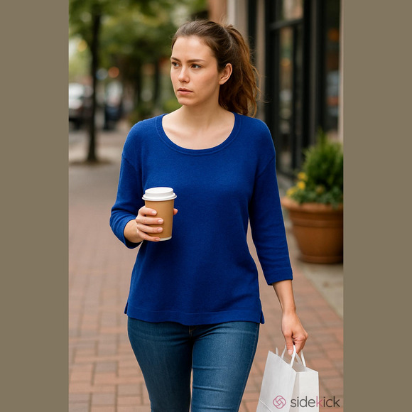 Cable  & Gauge Blue/Black Knit Sweater, L - Picture 1 of 8